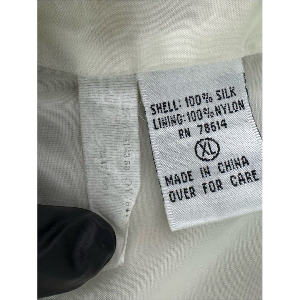 Vintage 100% Silk Wide Leg Pants Cream Ivory High Waist Slouchy Trouser XL - Picture 10 of 10